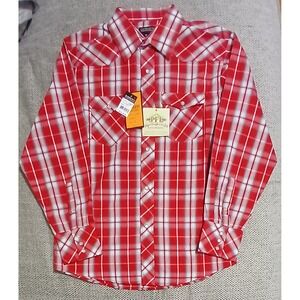 Gioberti‎ Western Plaid Shirt Kids Boys Red White Long Sleeve Snap Button Up NWT